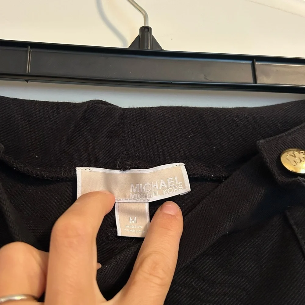 Michael Kors Black skinny leg Trousers with gold buttons